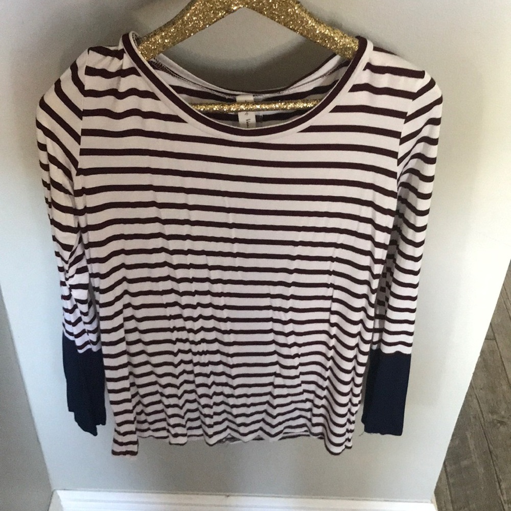 Burgandy and Navy Long Sleeve Top